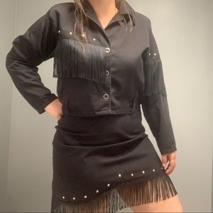 Vintage Western Fringe Cowgirl Skirt Set